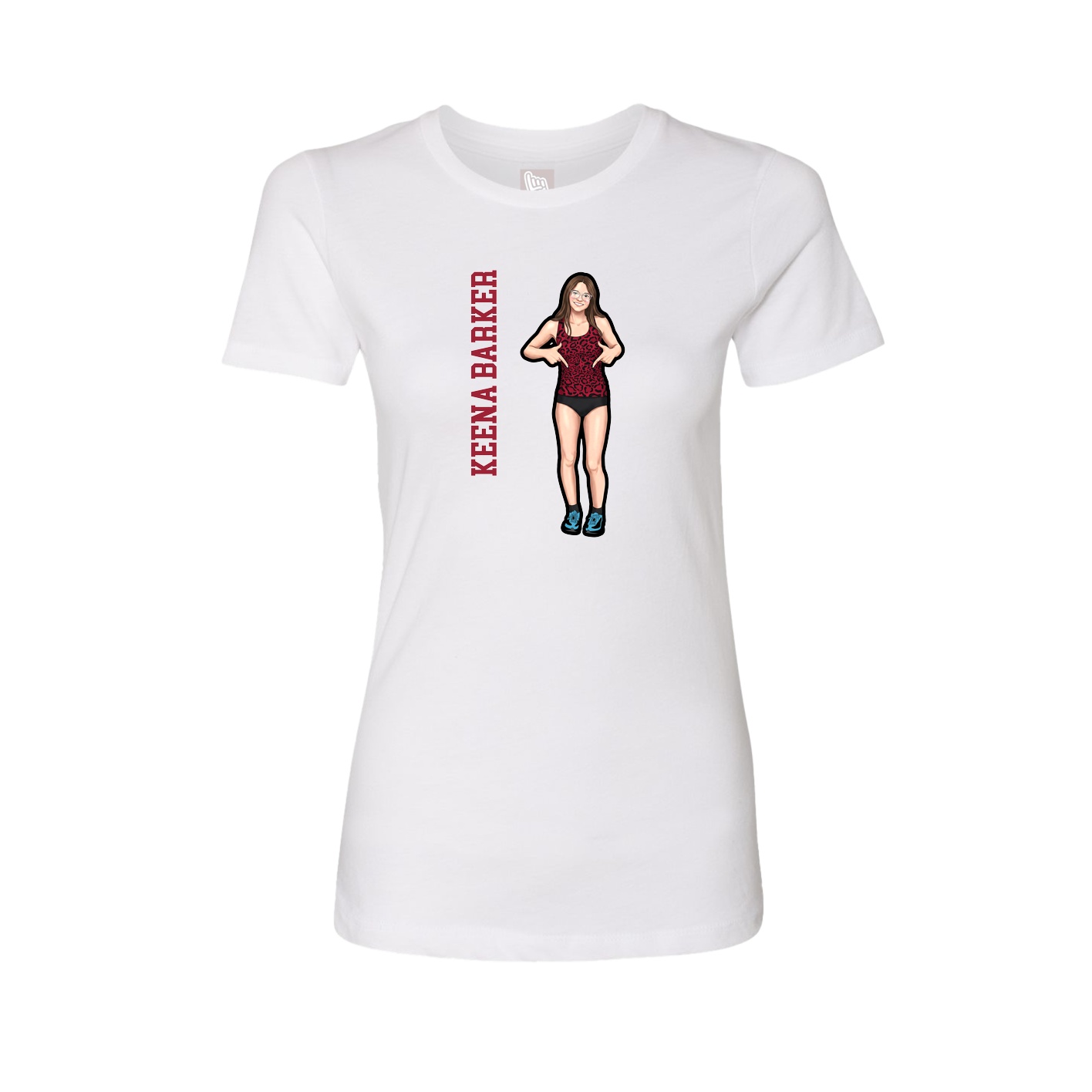 Womens Tee — Name Vertical in White