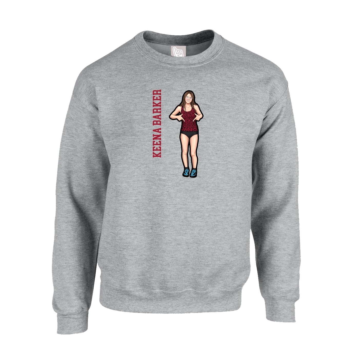 Fleece Crew — Name Vertical in Grey