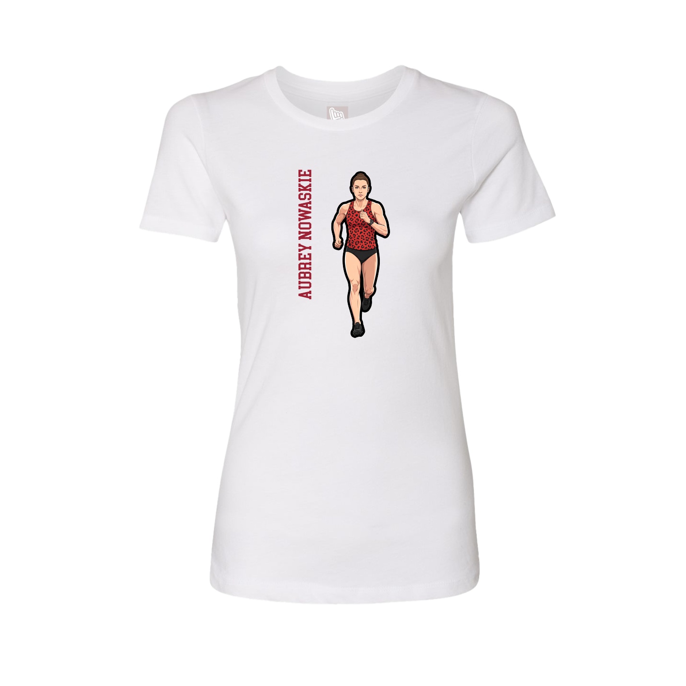 Womens Tee — Name Vertical in White