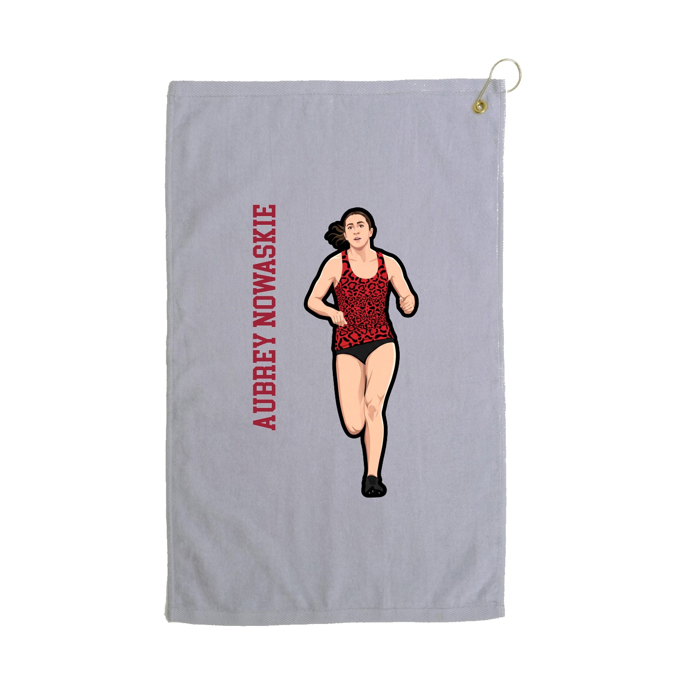 Golf Towel — Name Vertical in Grey