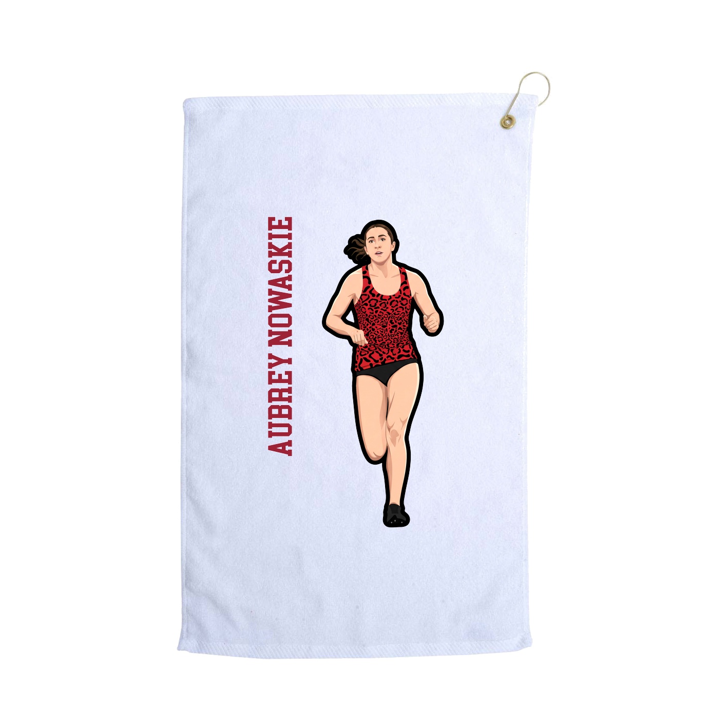 Golf Towel — Name Vertical in White