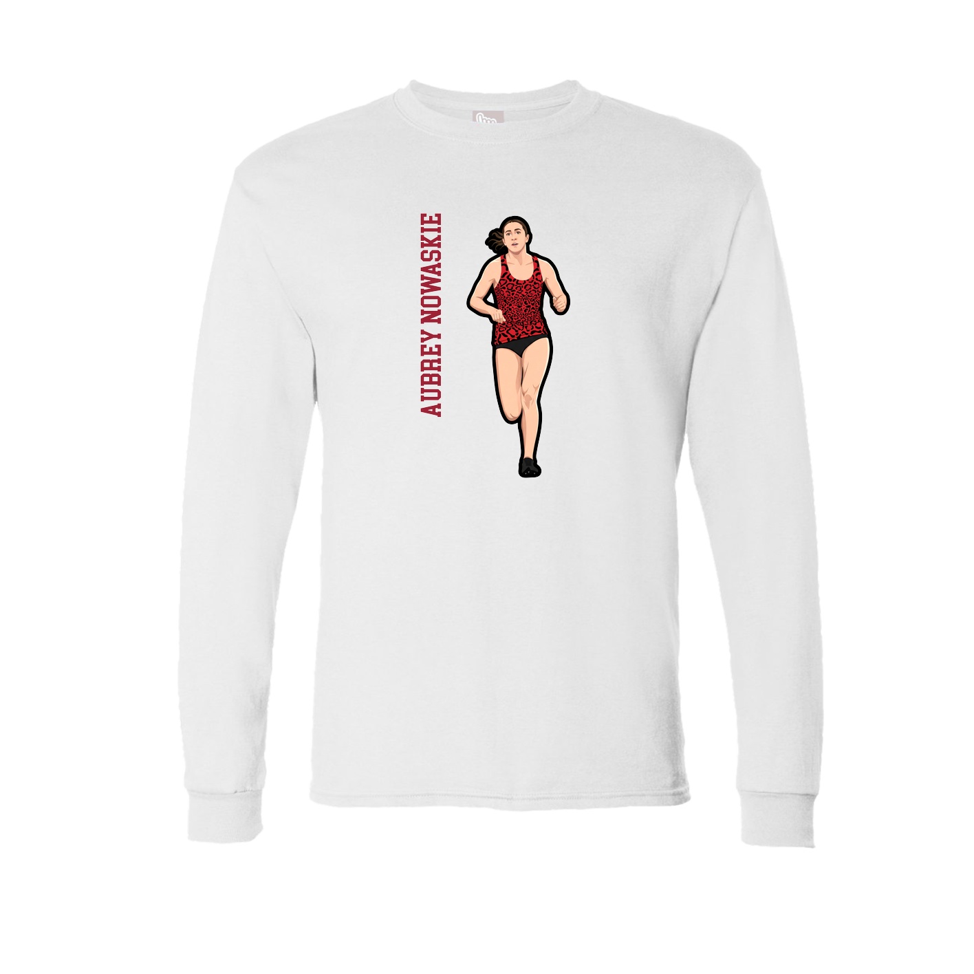 Long Sleeve Tee — Name Vertical in White