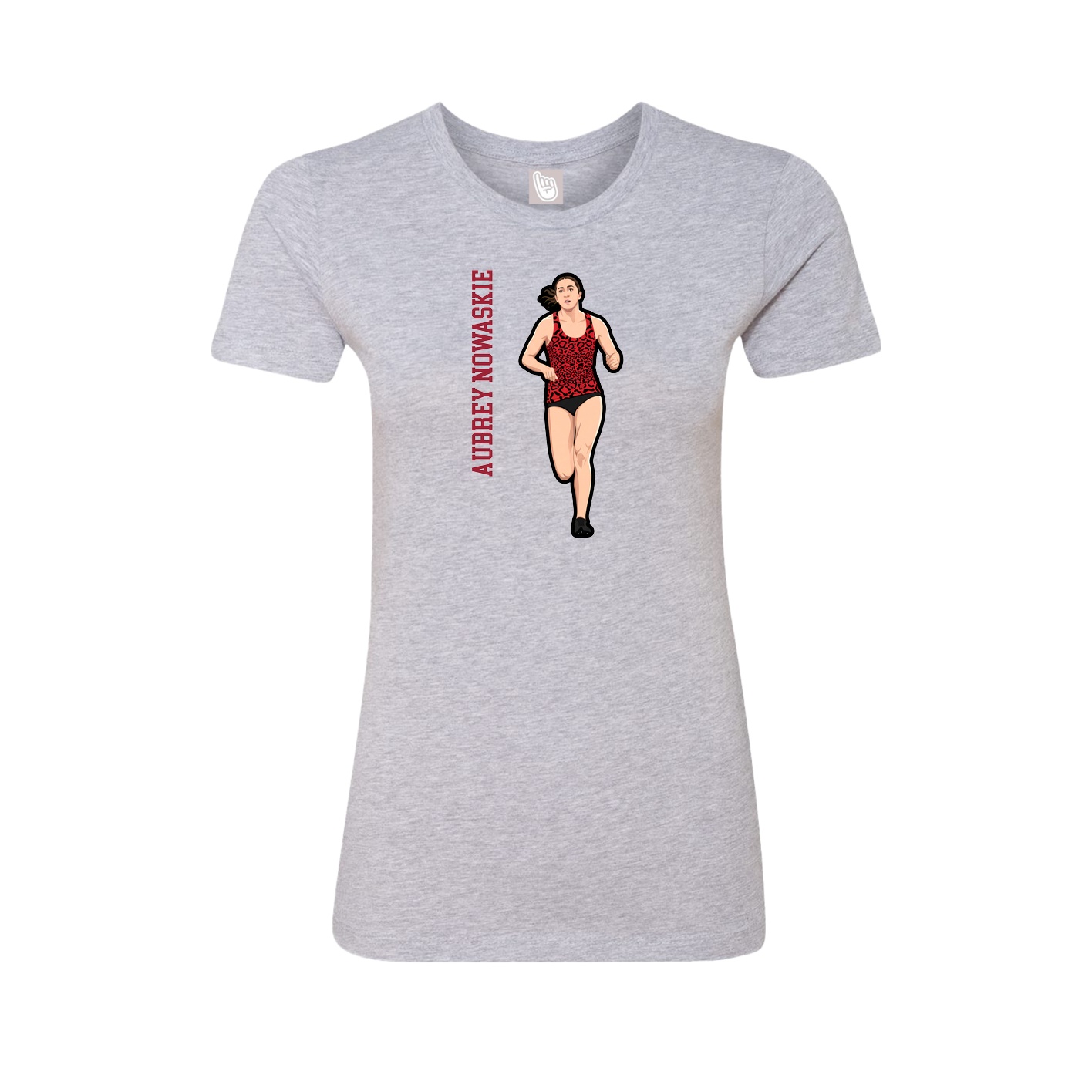 Fitted Women's Tee — Name Vertical in Grey