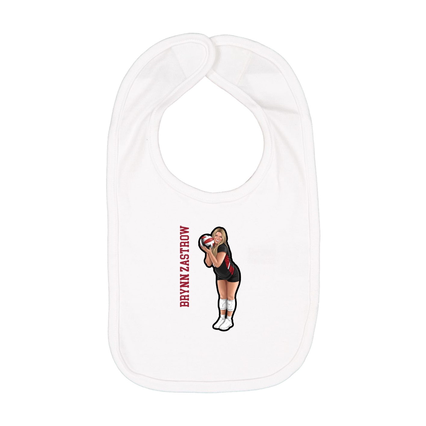 Infant Bib — Name Vertical in White