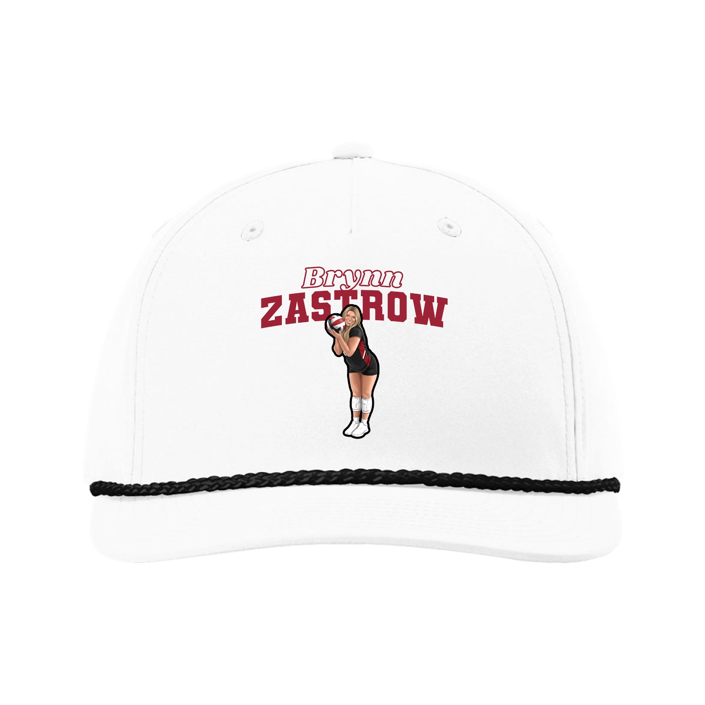 Five-Panel Classic Rope Cap — Name Arch in White