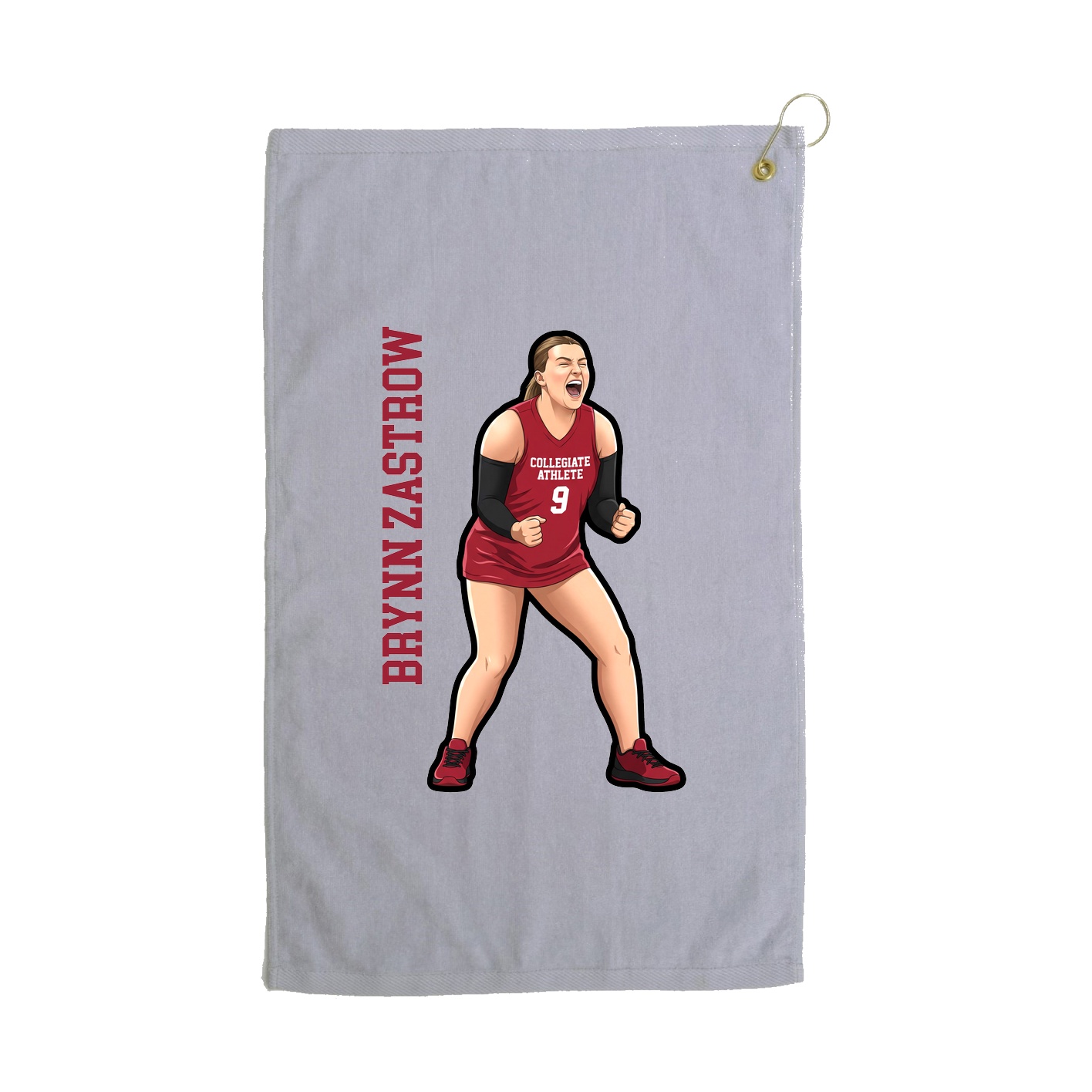 Golf Towel — Name Vertical in Grey