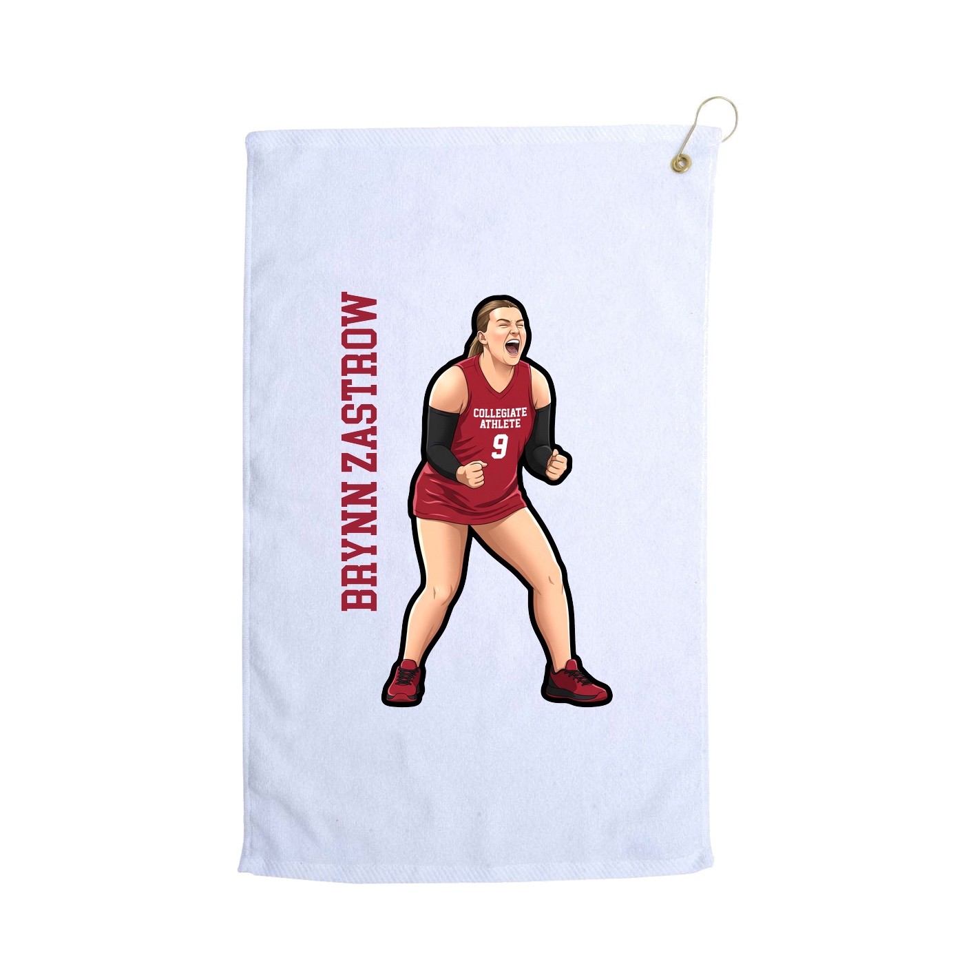 Golf Towel — Name Vertical in White