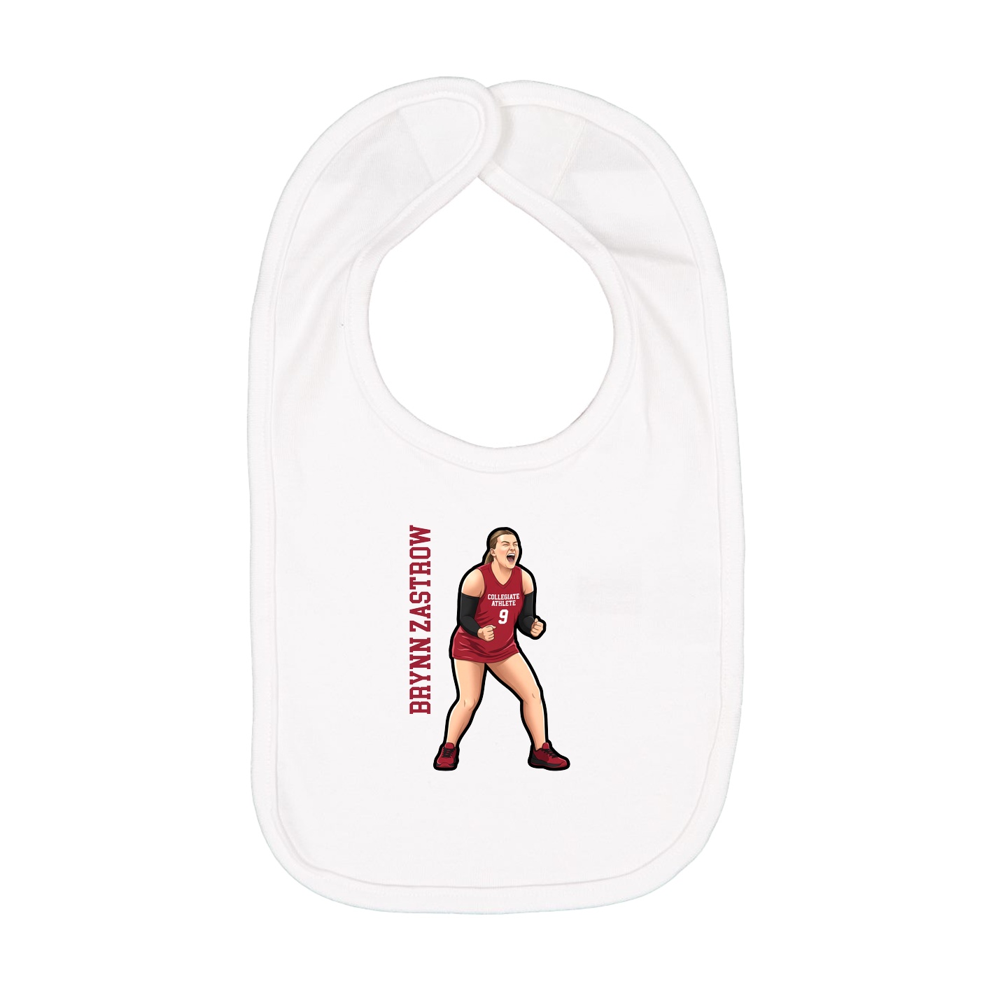 Infant Bib — Name Vertical in White