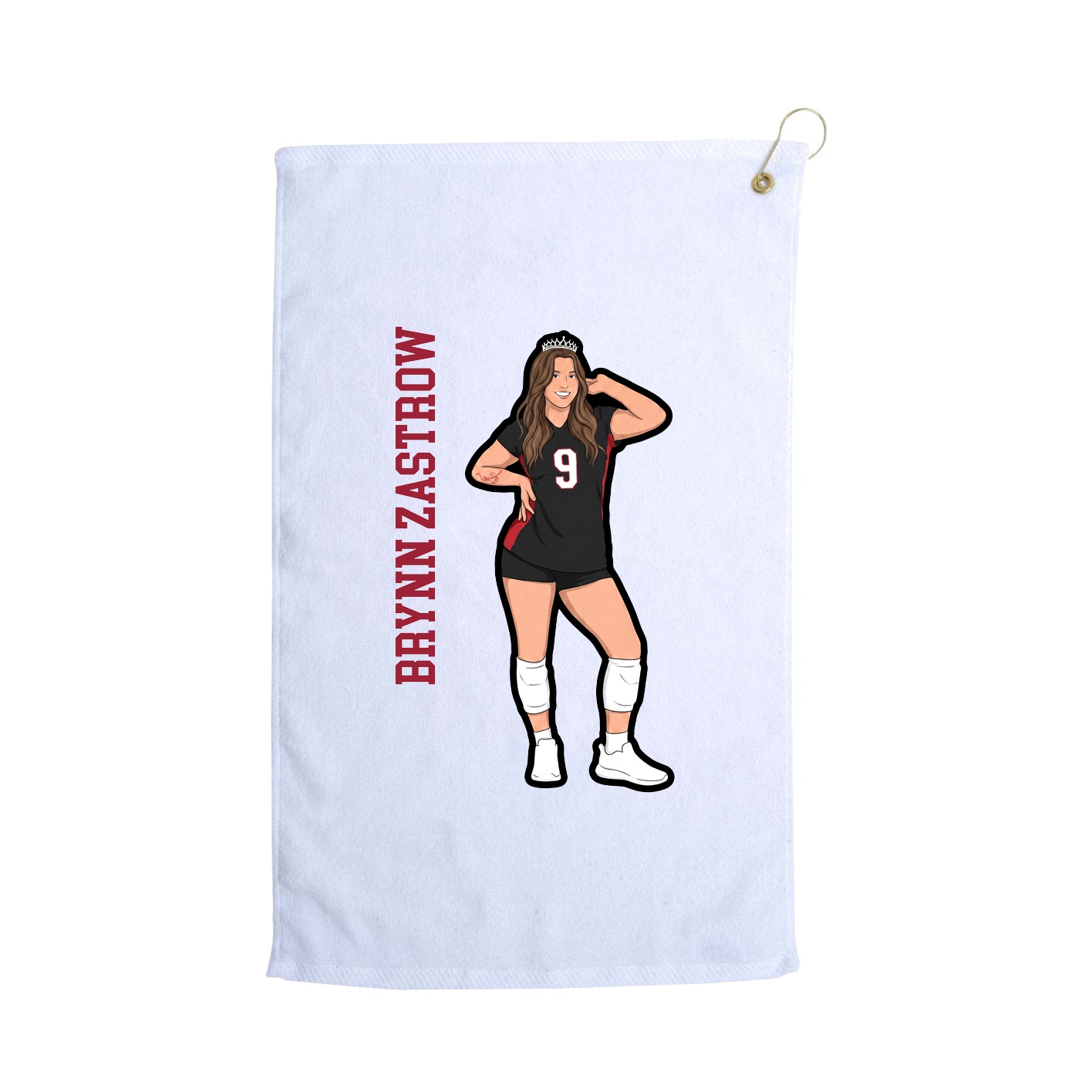 Golf Towel — Name Vertical in White