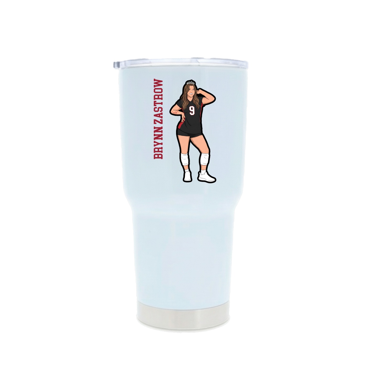 30oz Stainless Steel Tumbler — Name Vertical in White