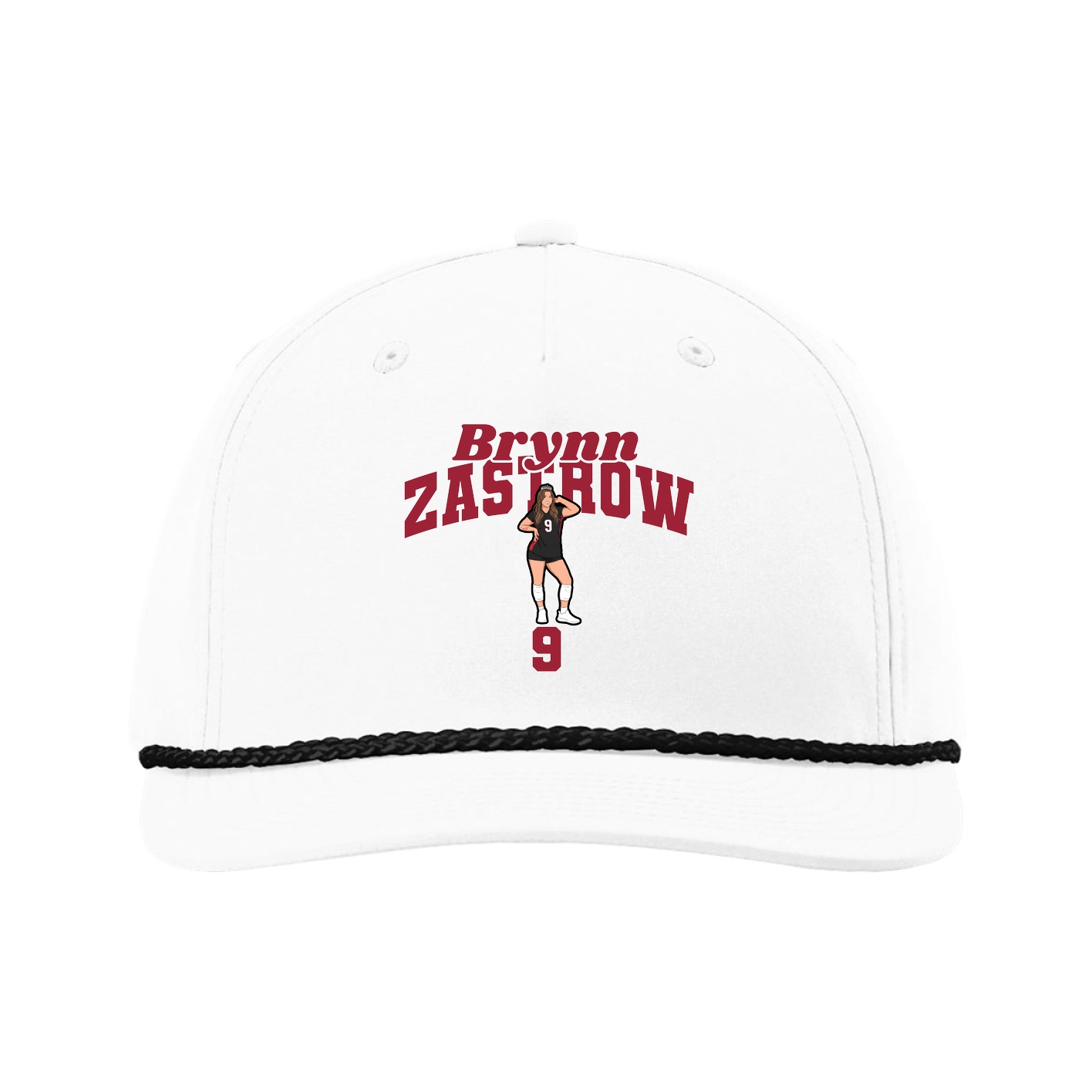 Five-Panel Classic Rope Cap — Signature Arch in White