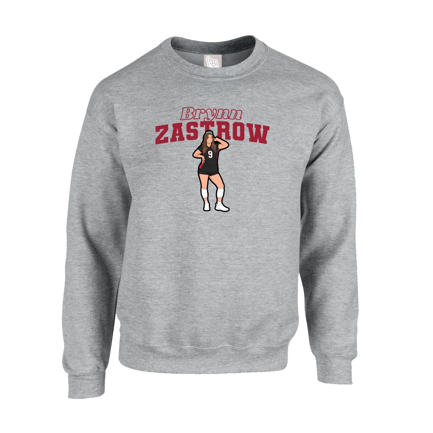 Fleece Crew — Name Arch in Grey