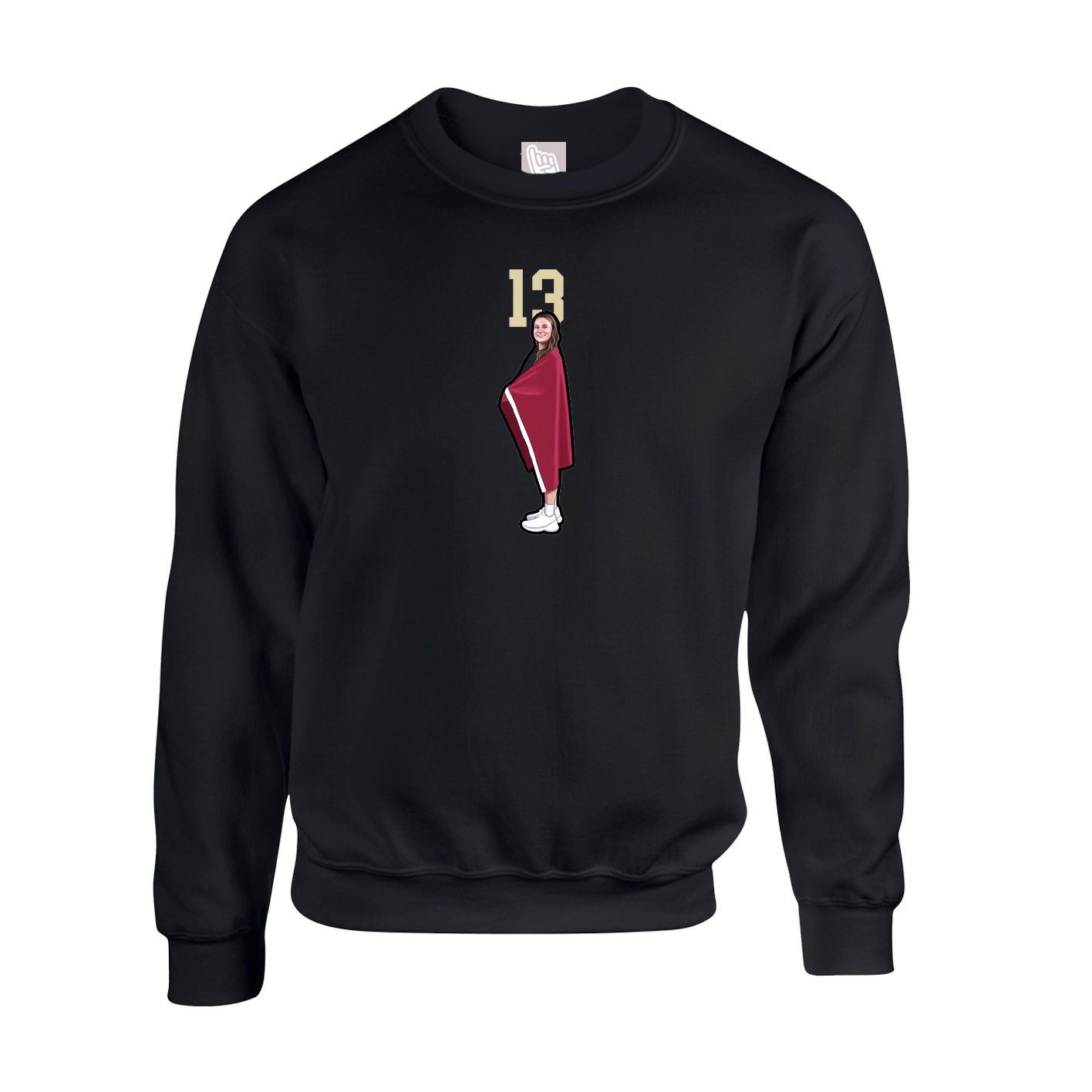 Fleece Crew — Number Top in Black