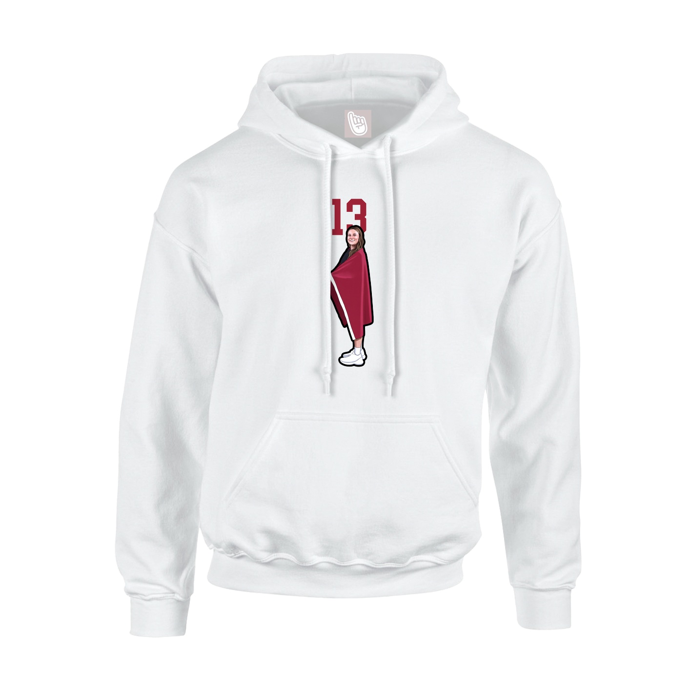 Youth Hoodie — Number Top in White