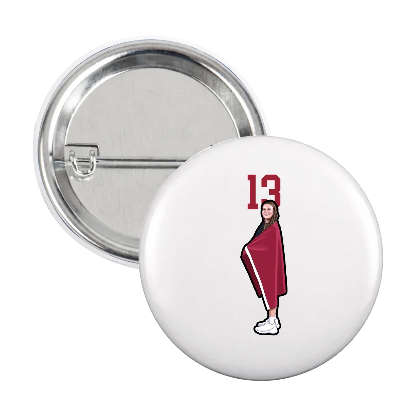 Game Day Button — Number Top in White