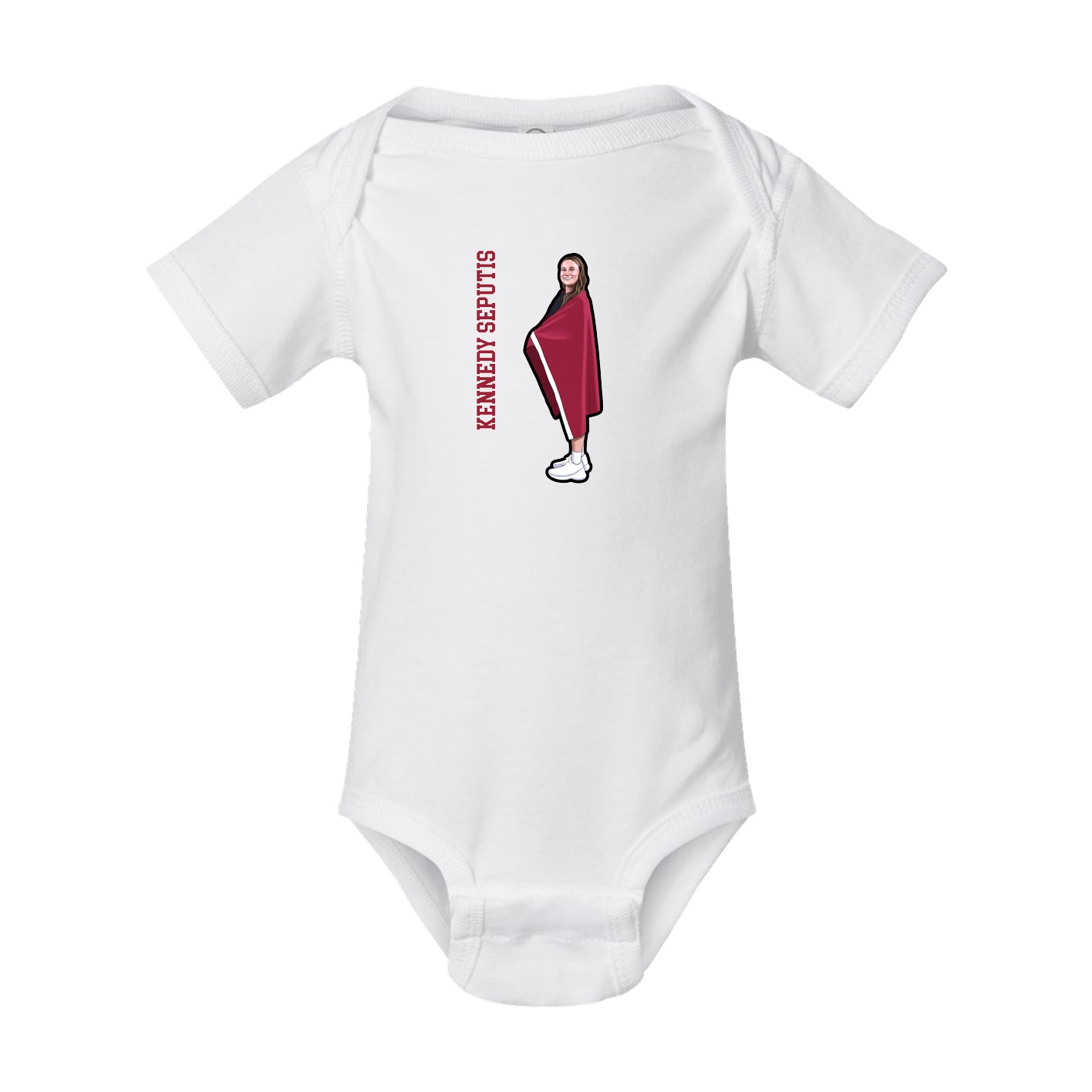 Baby Onesie — Name Vertical in White