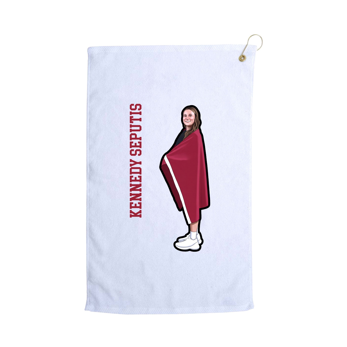 Golf Towel — Name Vertical in White