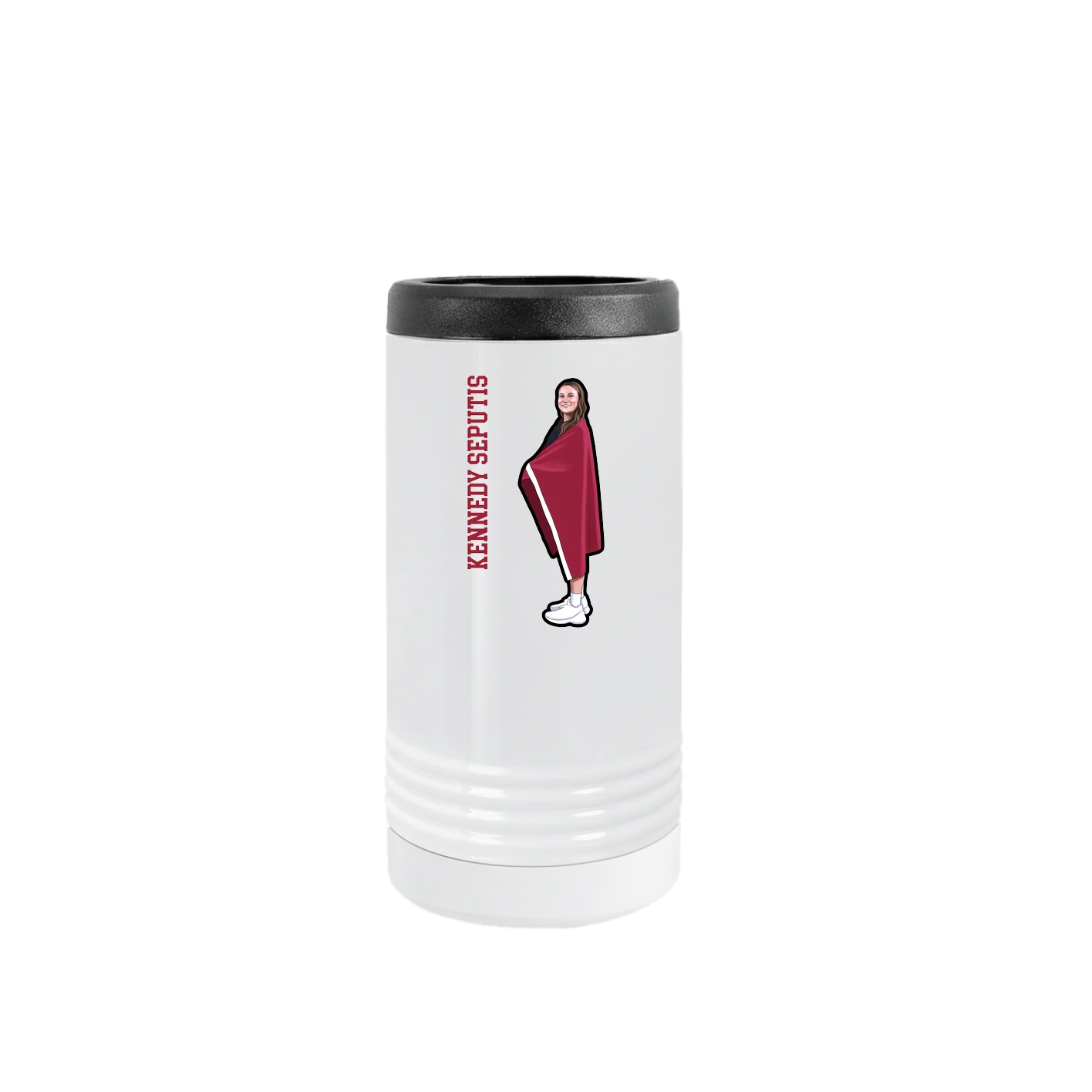 Slim Beverage Holder — Name Vertical in White