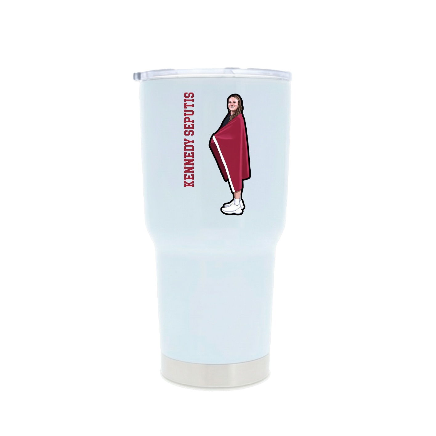 30oz Stainless Steel Tumbler — Name Vertical in White