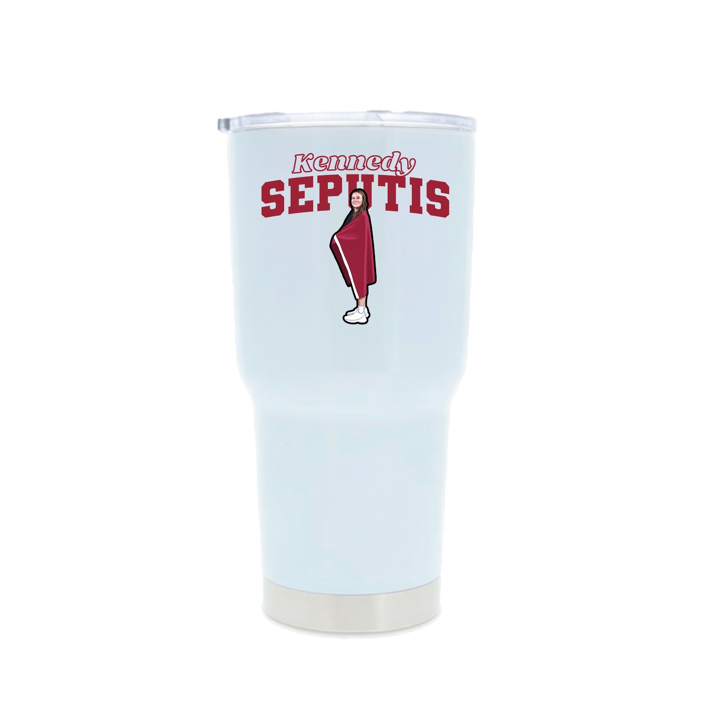 30oz Stainless Steel Tumbler — Name Arch in White