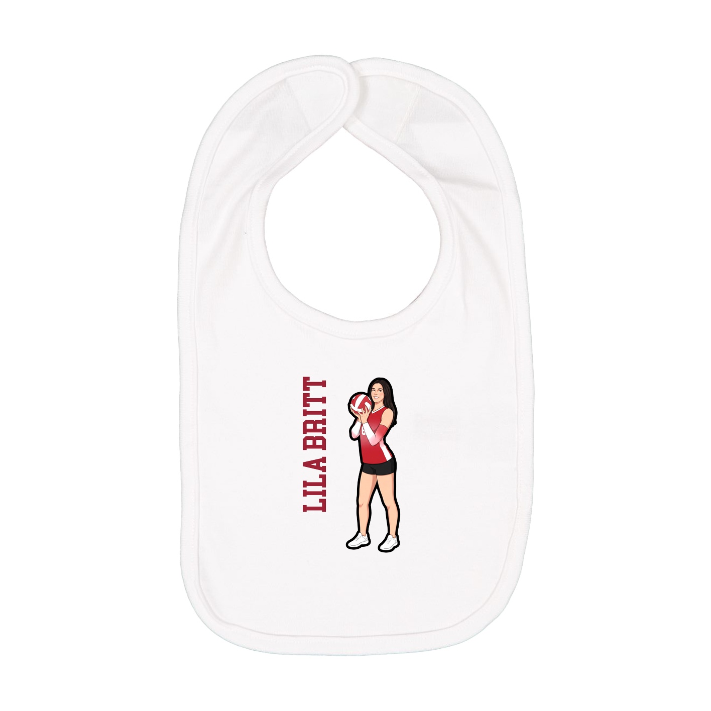 Infant Bib — Name Vertical in White