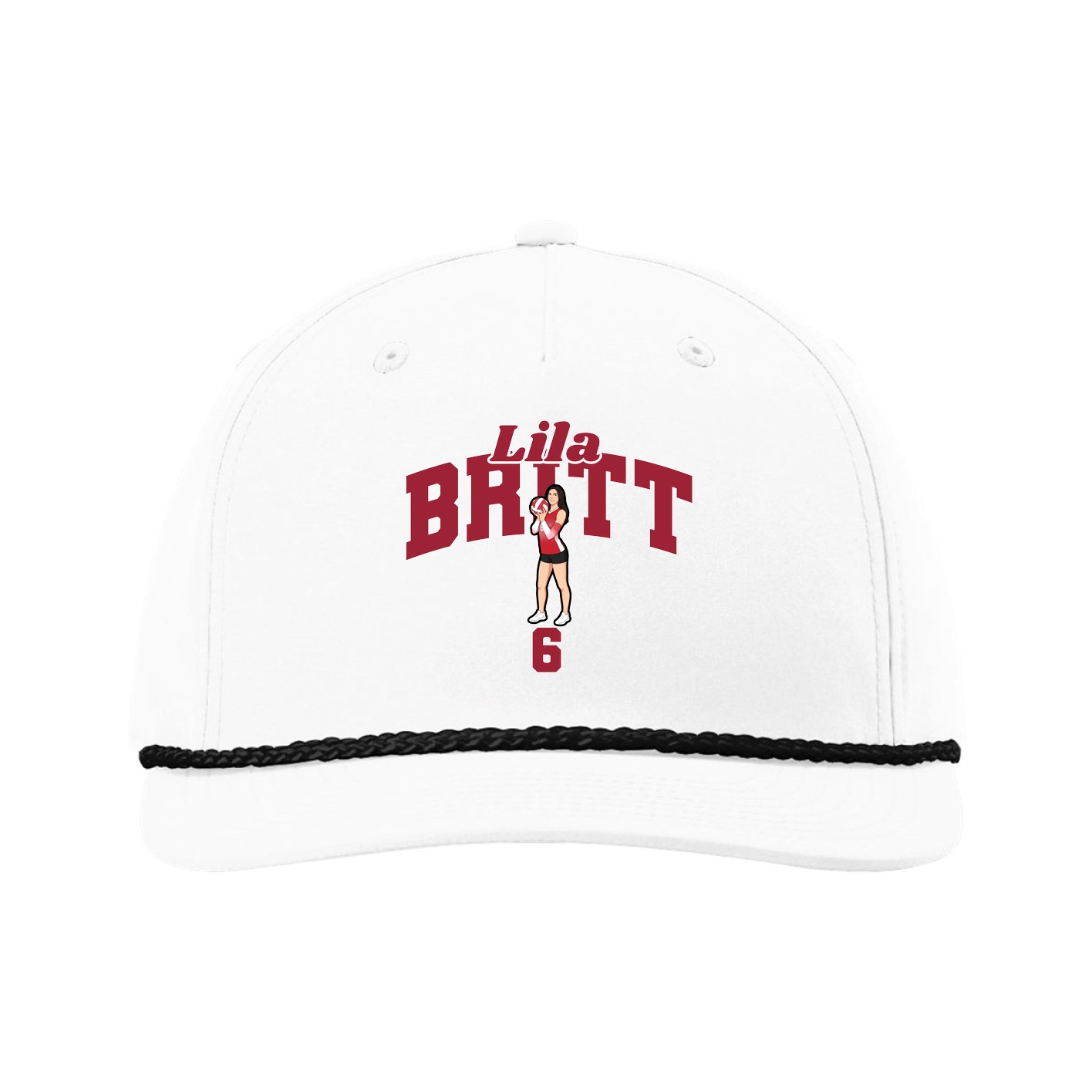 Five-Panel Classic Rope Cap — Signature Arch in White