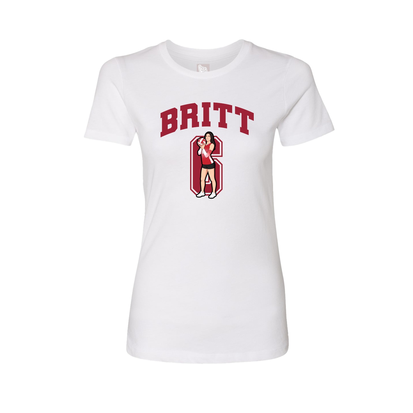 Fitted Women's Tee — Number in White