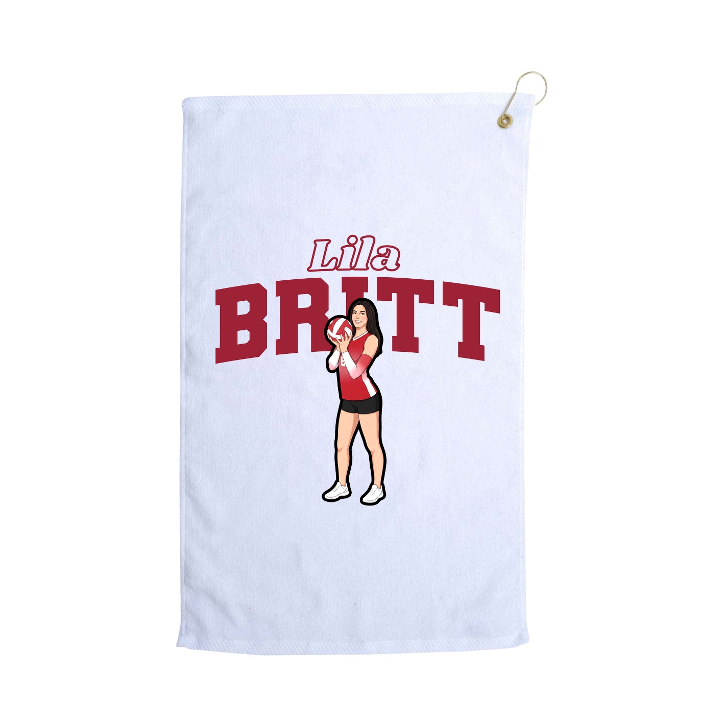 Golf Towel — Name Arch in White