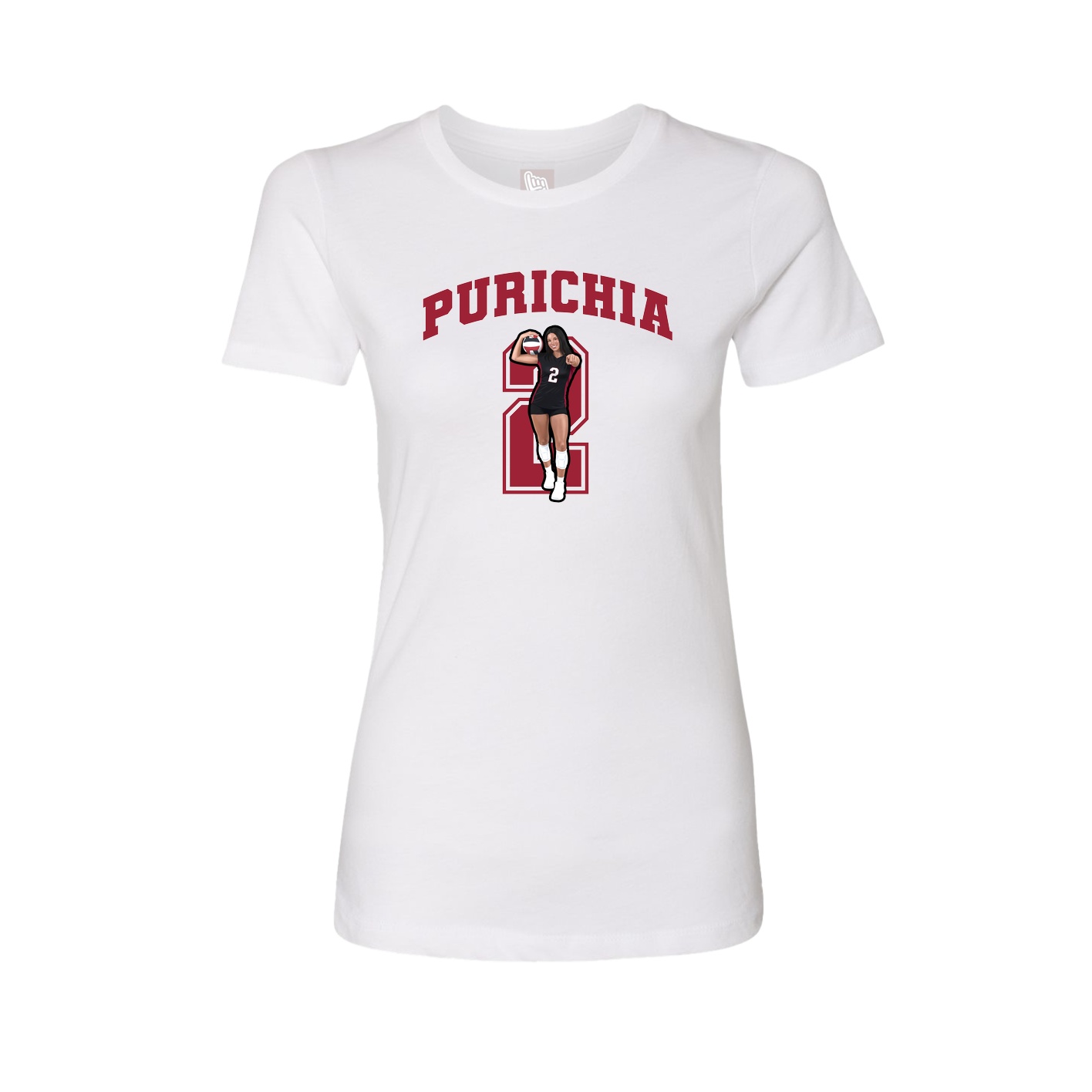 Fitted Women's Tee — Number in White