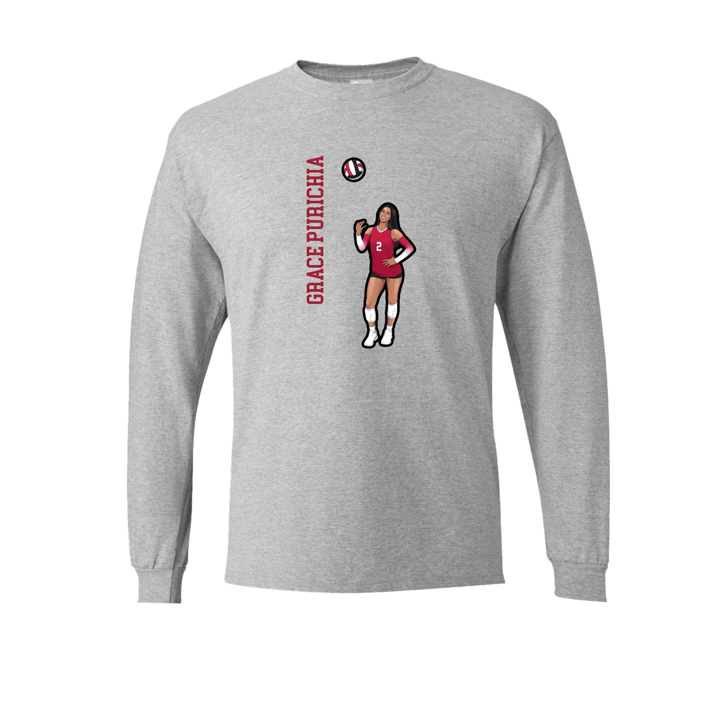 Long Sleeve Tee — Name Vertical in Grey