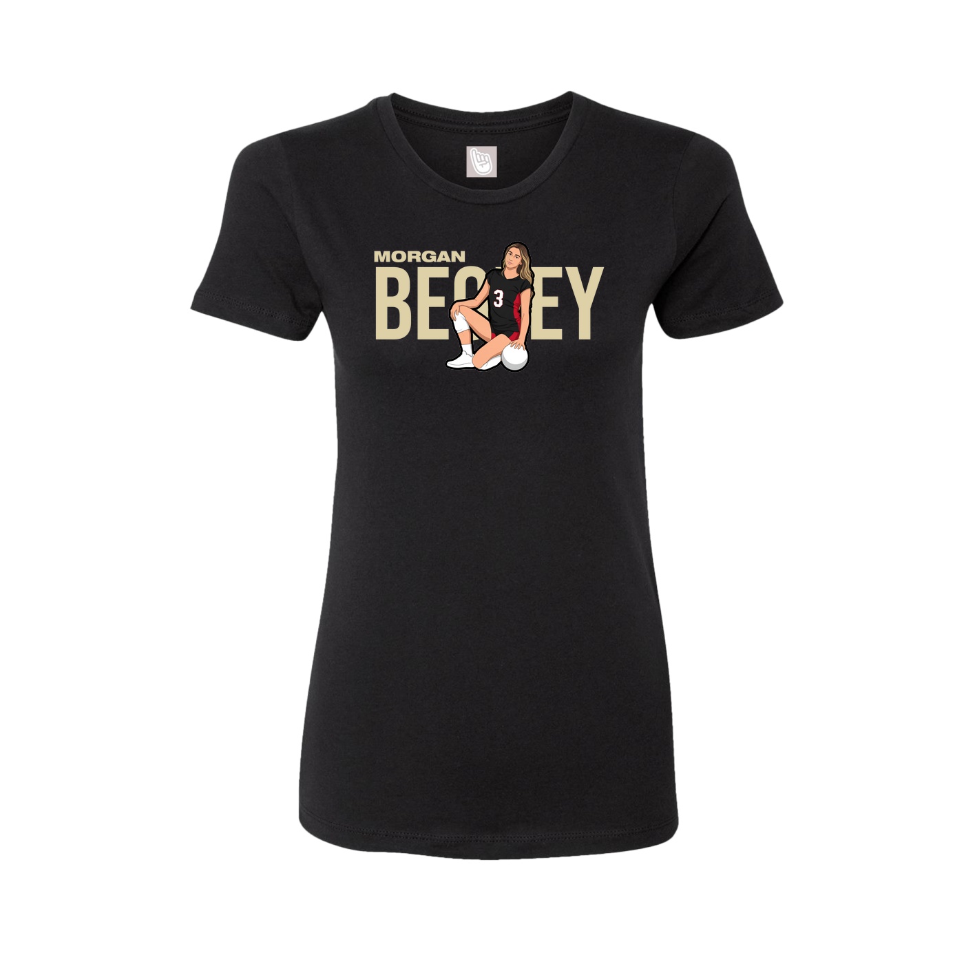 Fitted Women's Tee — Player Name in Black