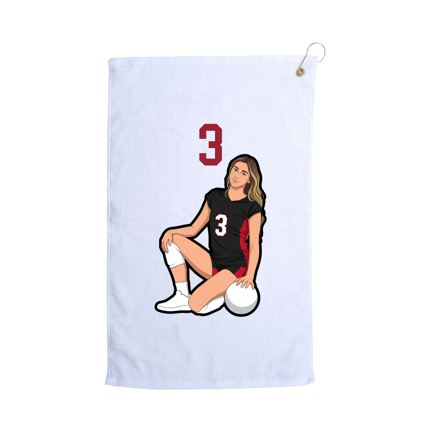Golf Towel — Number Top in White