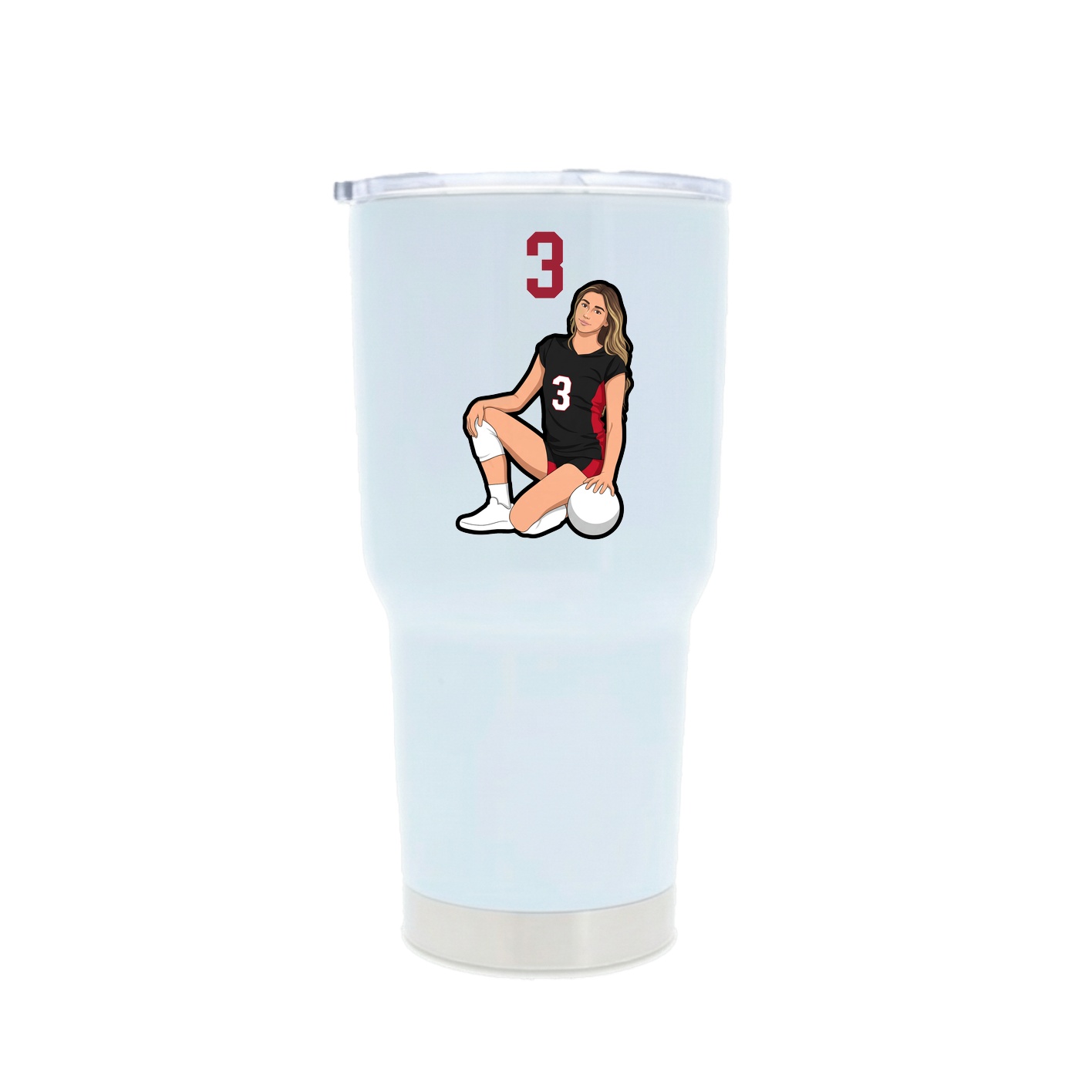 30oz Stainless Steel Tumbler — Number Top in White