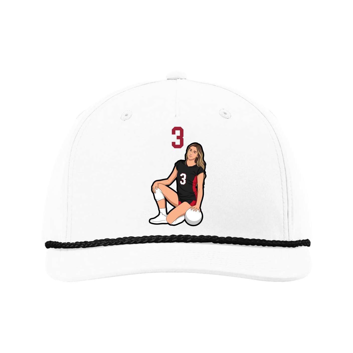 Five-Panel Classic Rope Cap — Number Top in White
