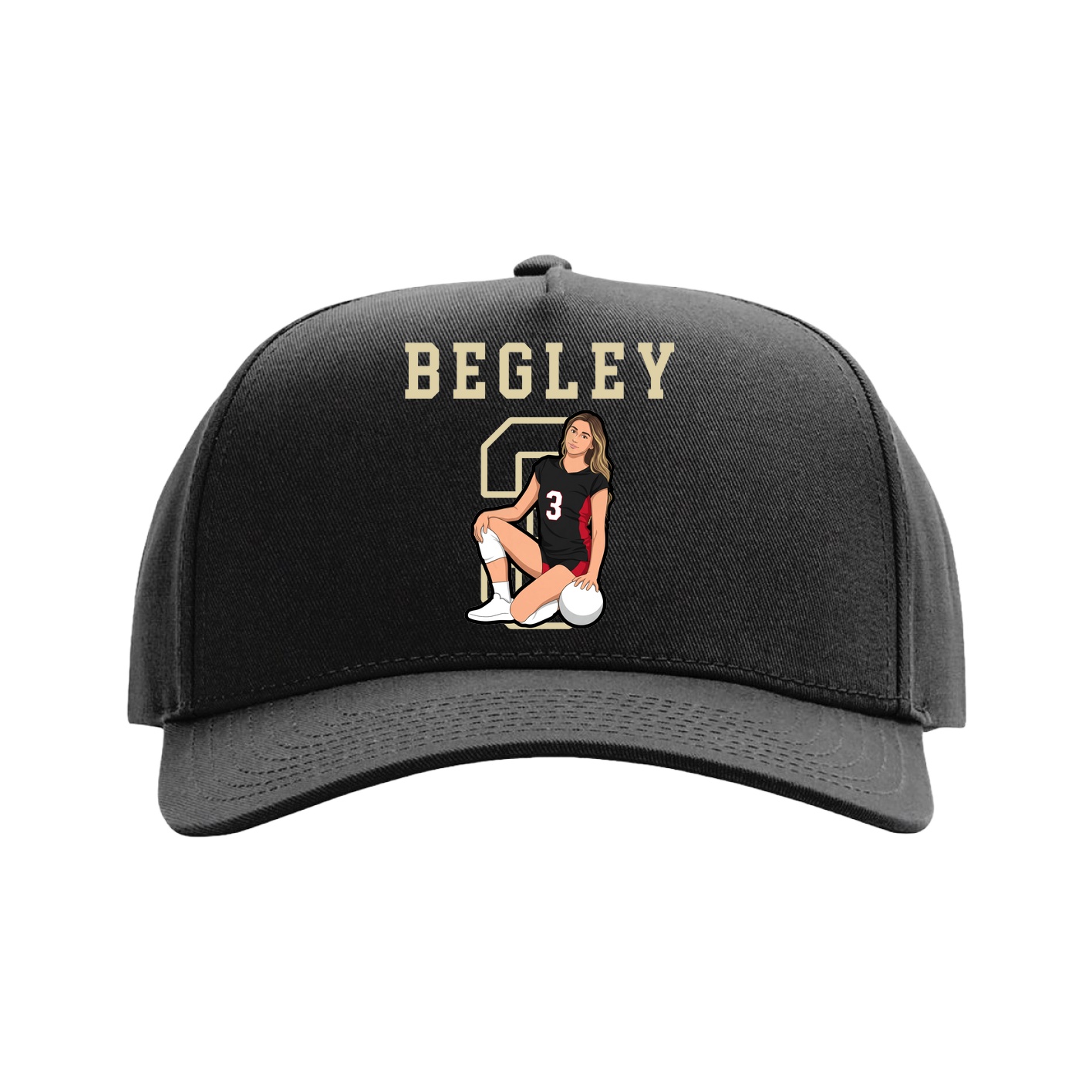 Full Fabric Five-Panel Champ Cap — Shirsey in Black
