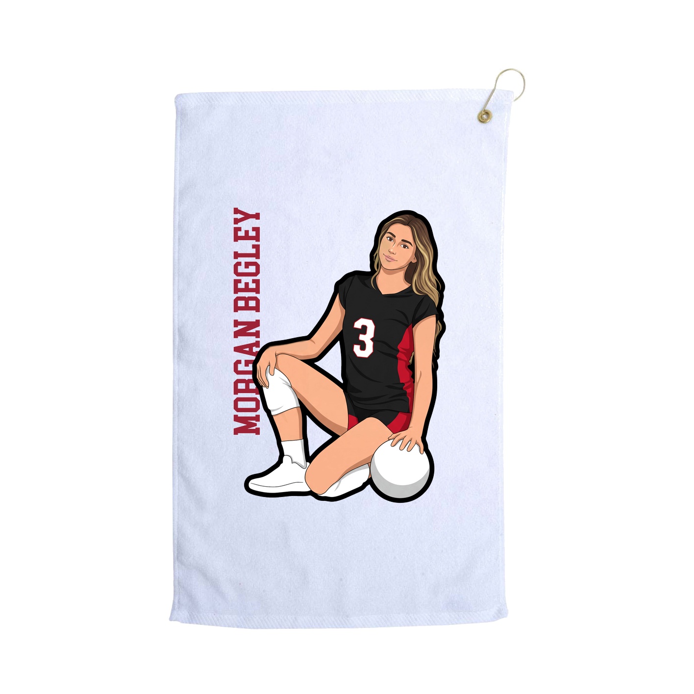 Golf Towel — Name Vertical in White