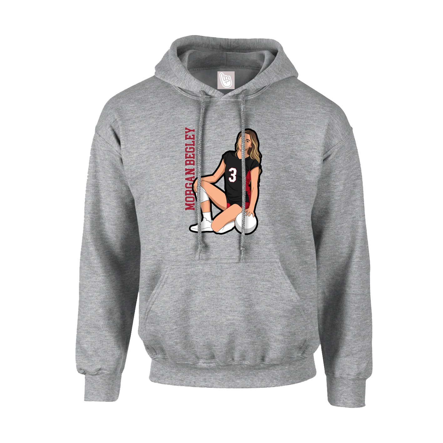 Hoodie — Name Vertical in Grey