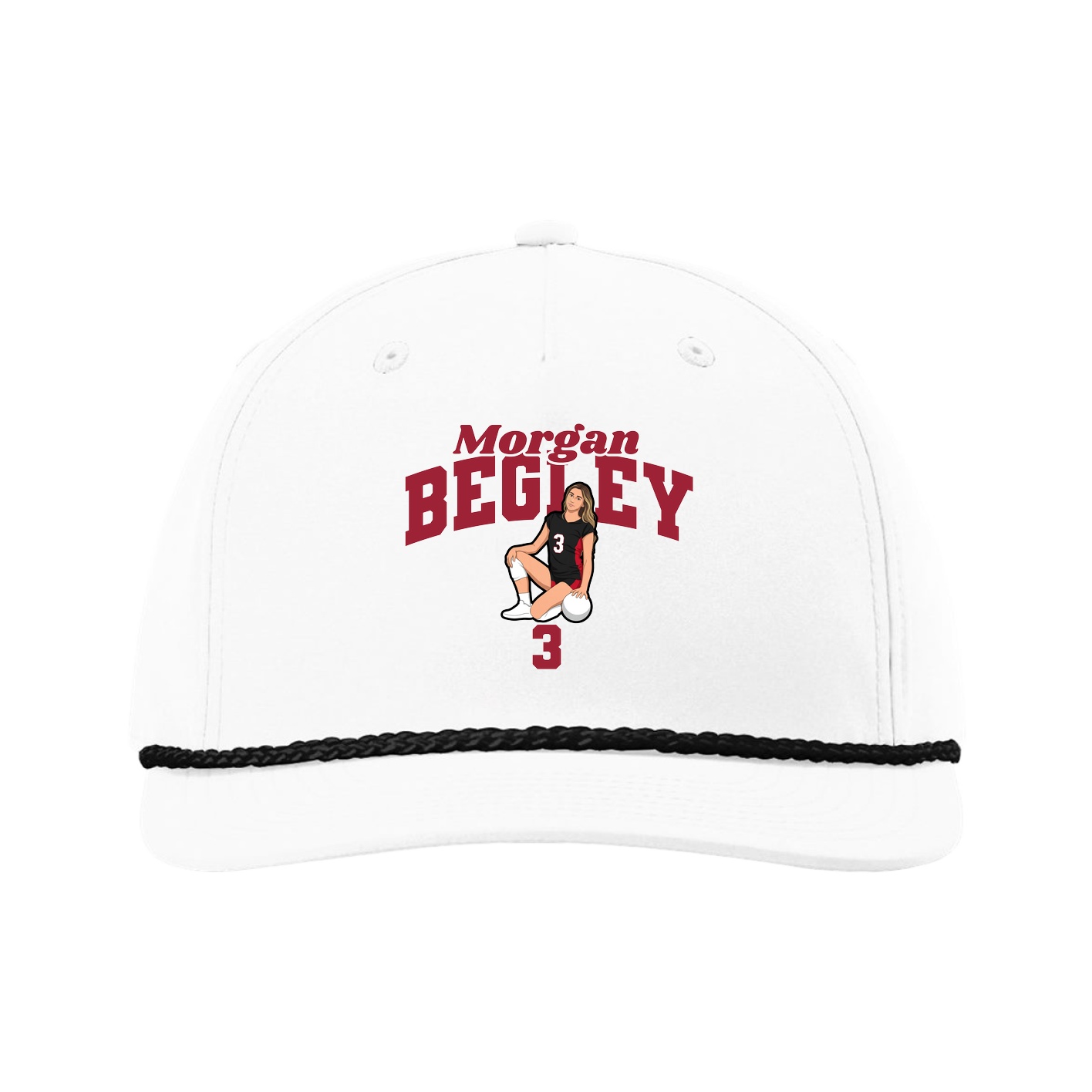 Five-Panel Classic Rope Cap — Signature Arch in White