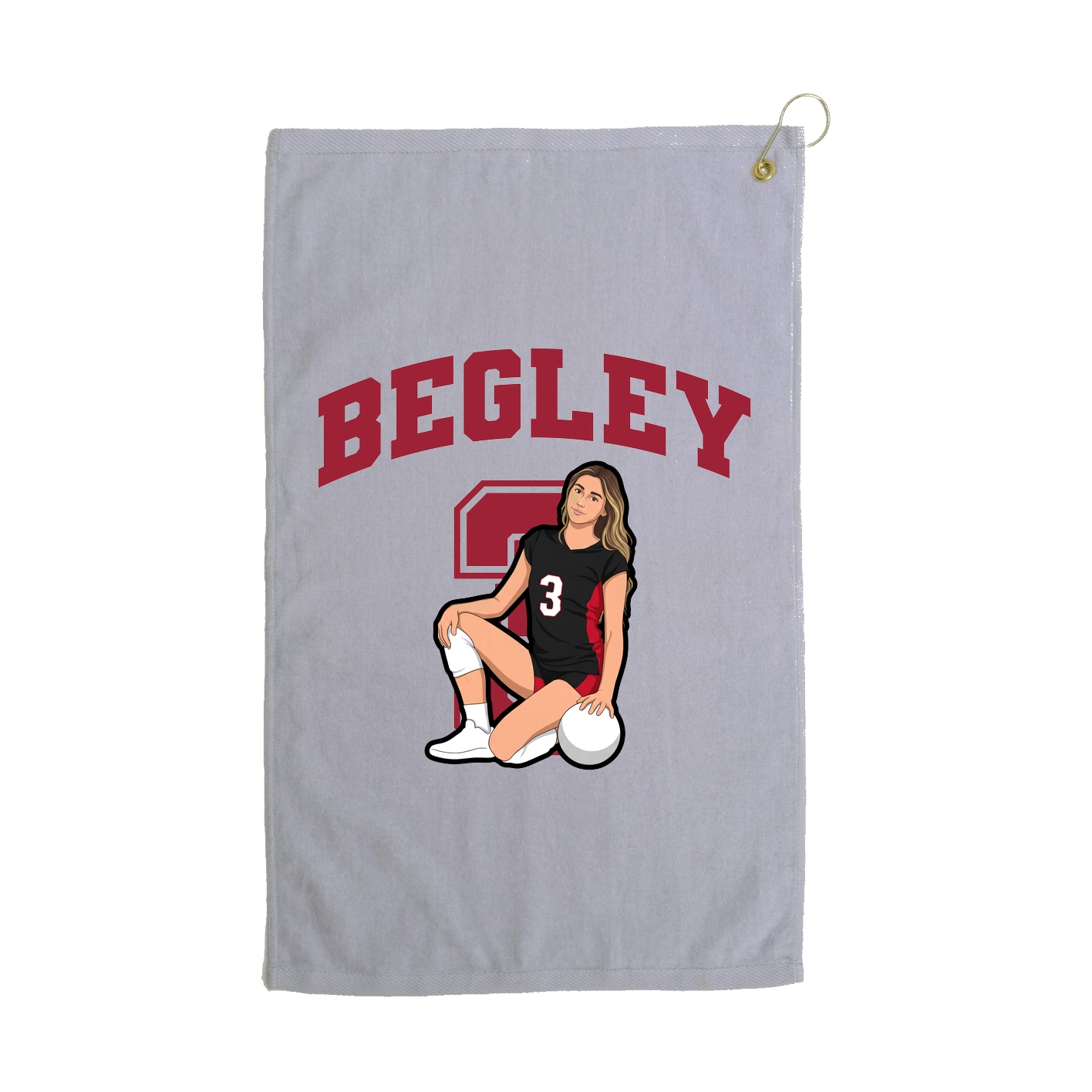 Golf Towel — Number in Grey