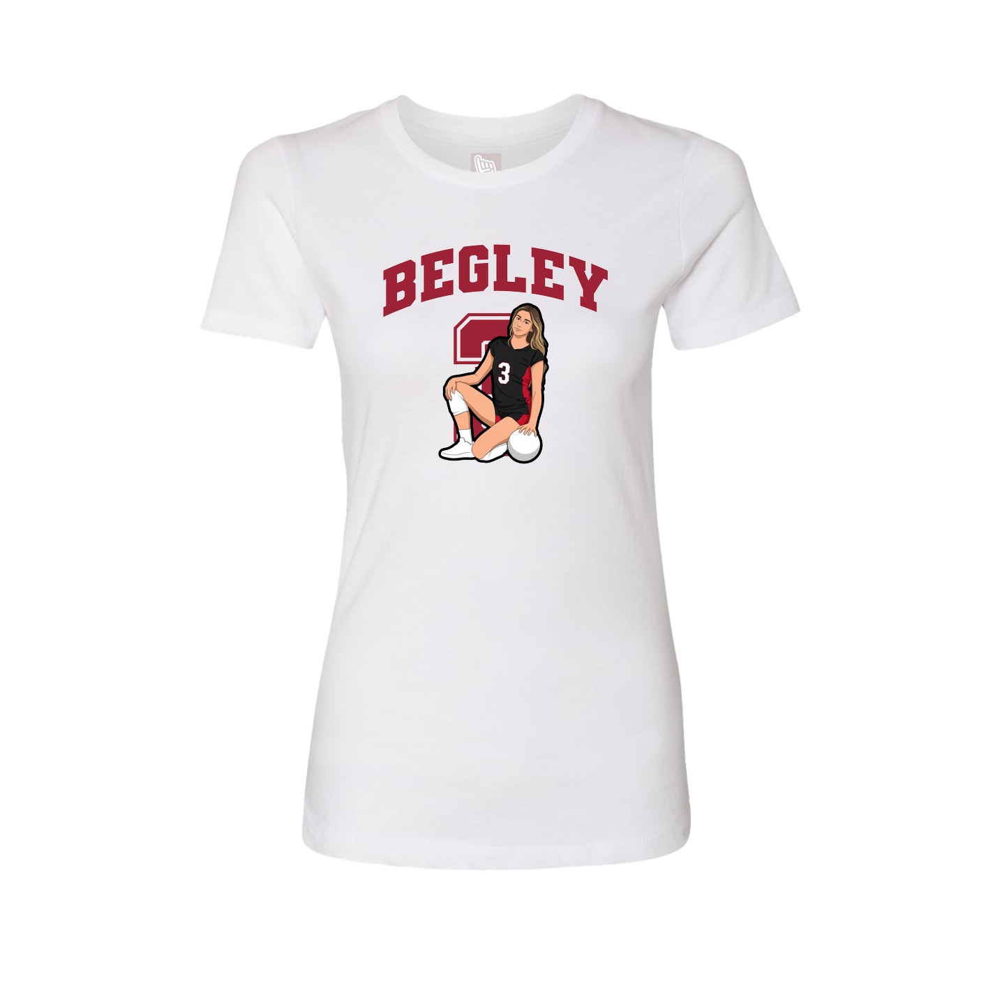 Fitted Women's Tee — Number in White