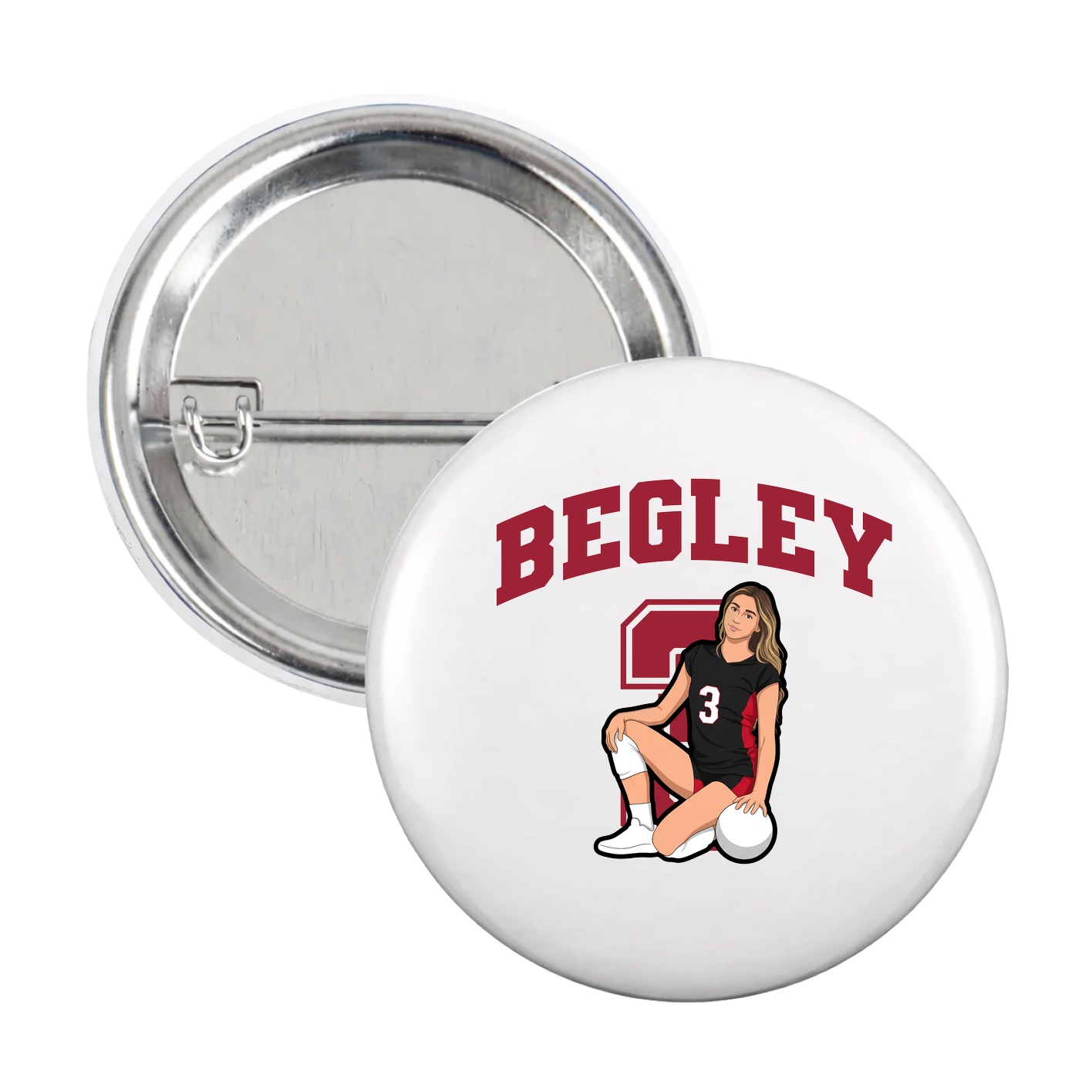 Game Day Button — Number in White