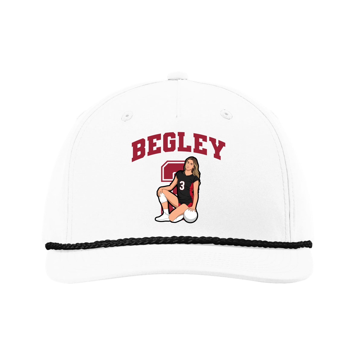 Five-Panel Classic Rope Cap — Number in White