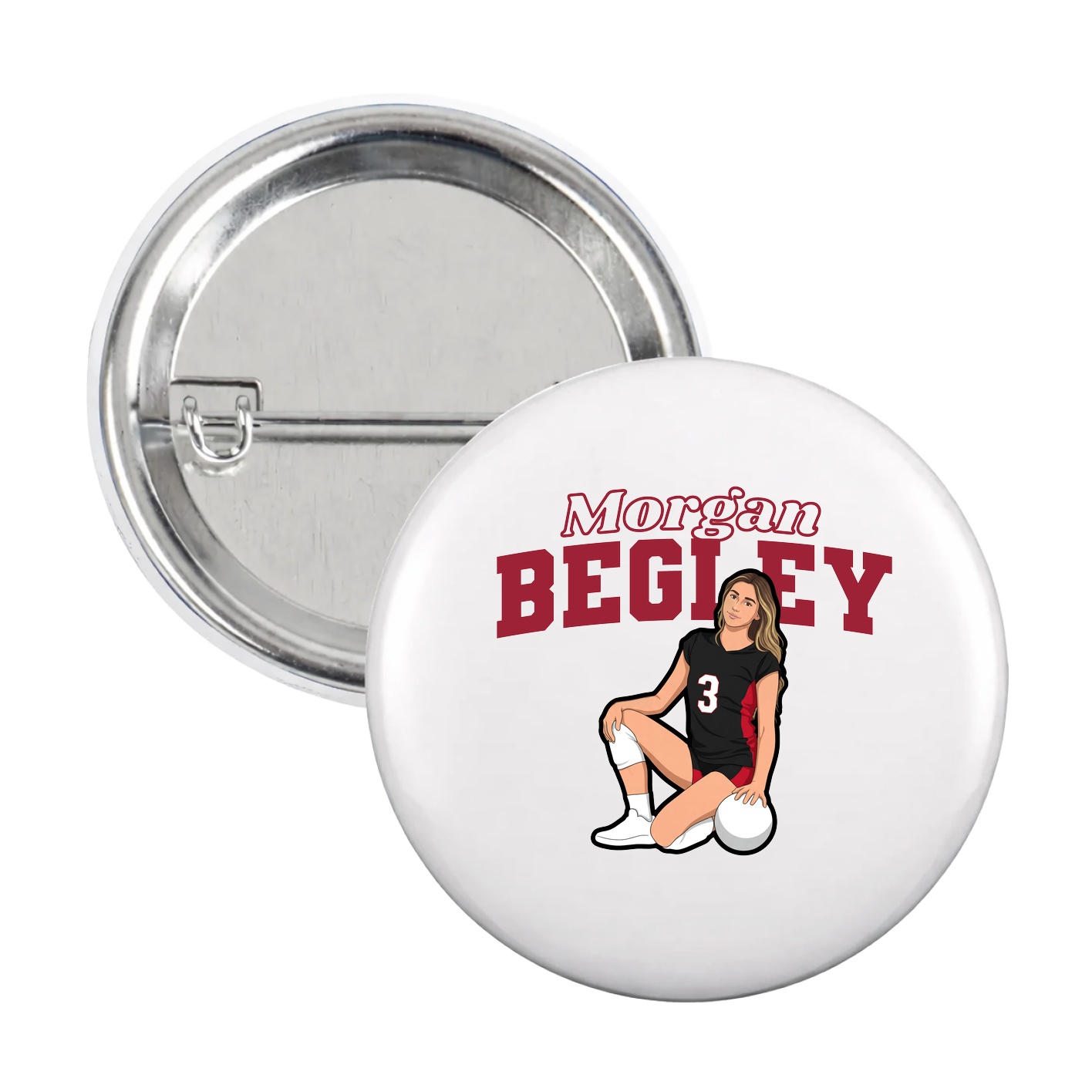 Game Day Button — Name Arch in White