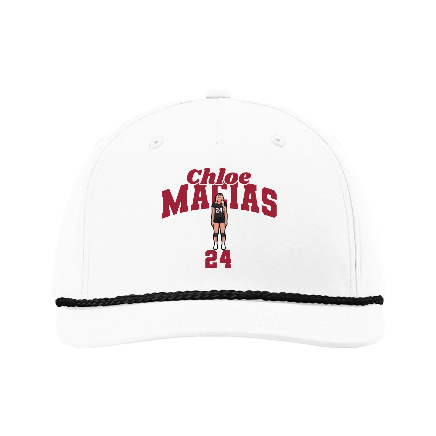 Five-Panel Classic Rope Cap — Signature Arch in White