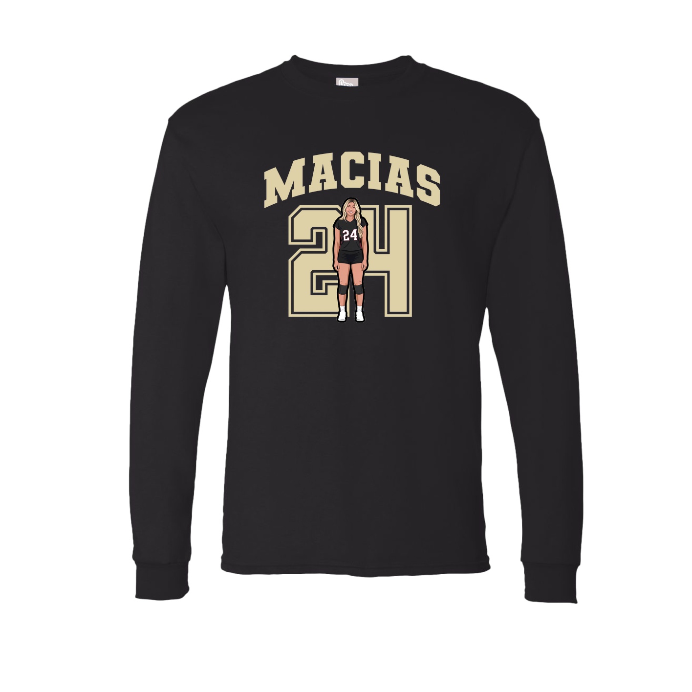 Long Sleeve Tee — Number in Black