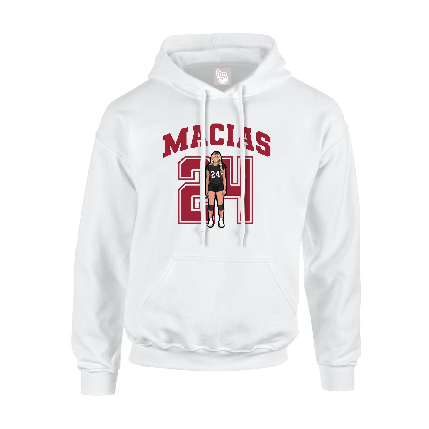 Youth Hoodie — Number in White
