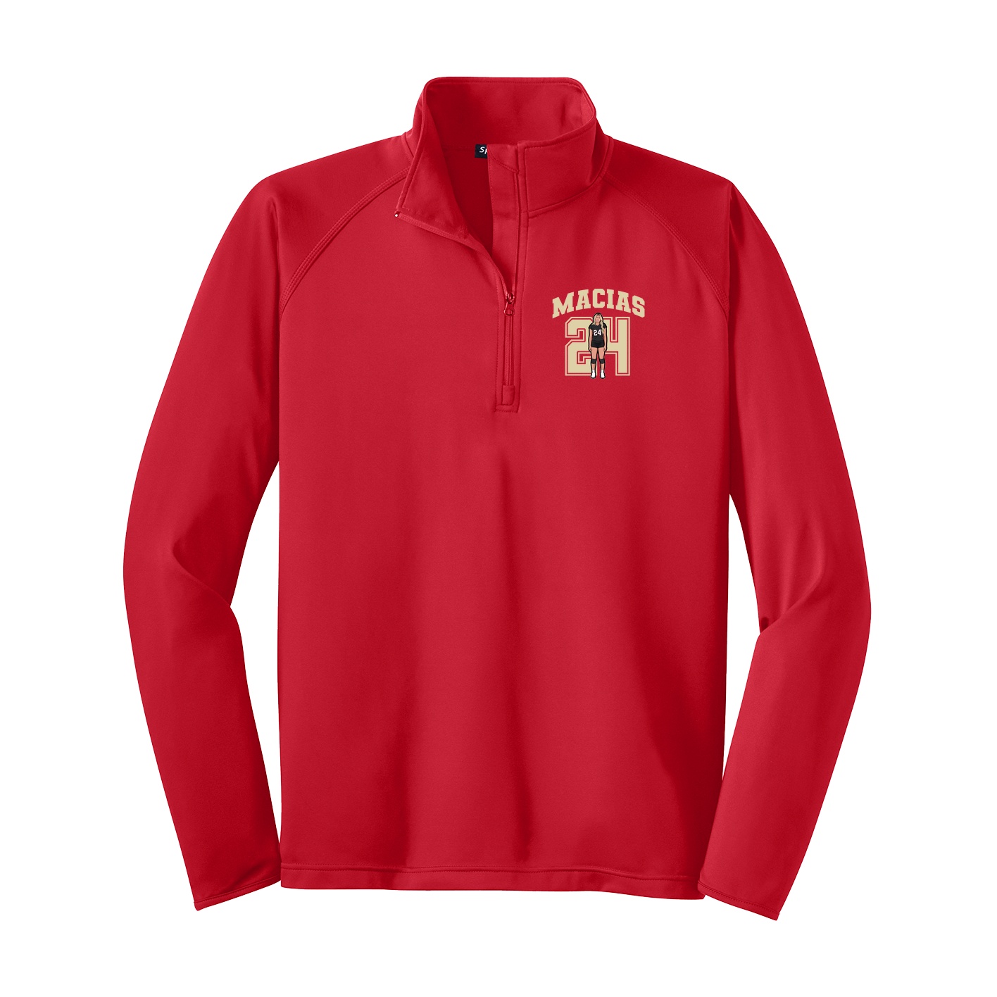 Q-Zip Pullover — Number in Red