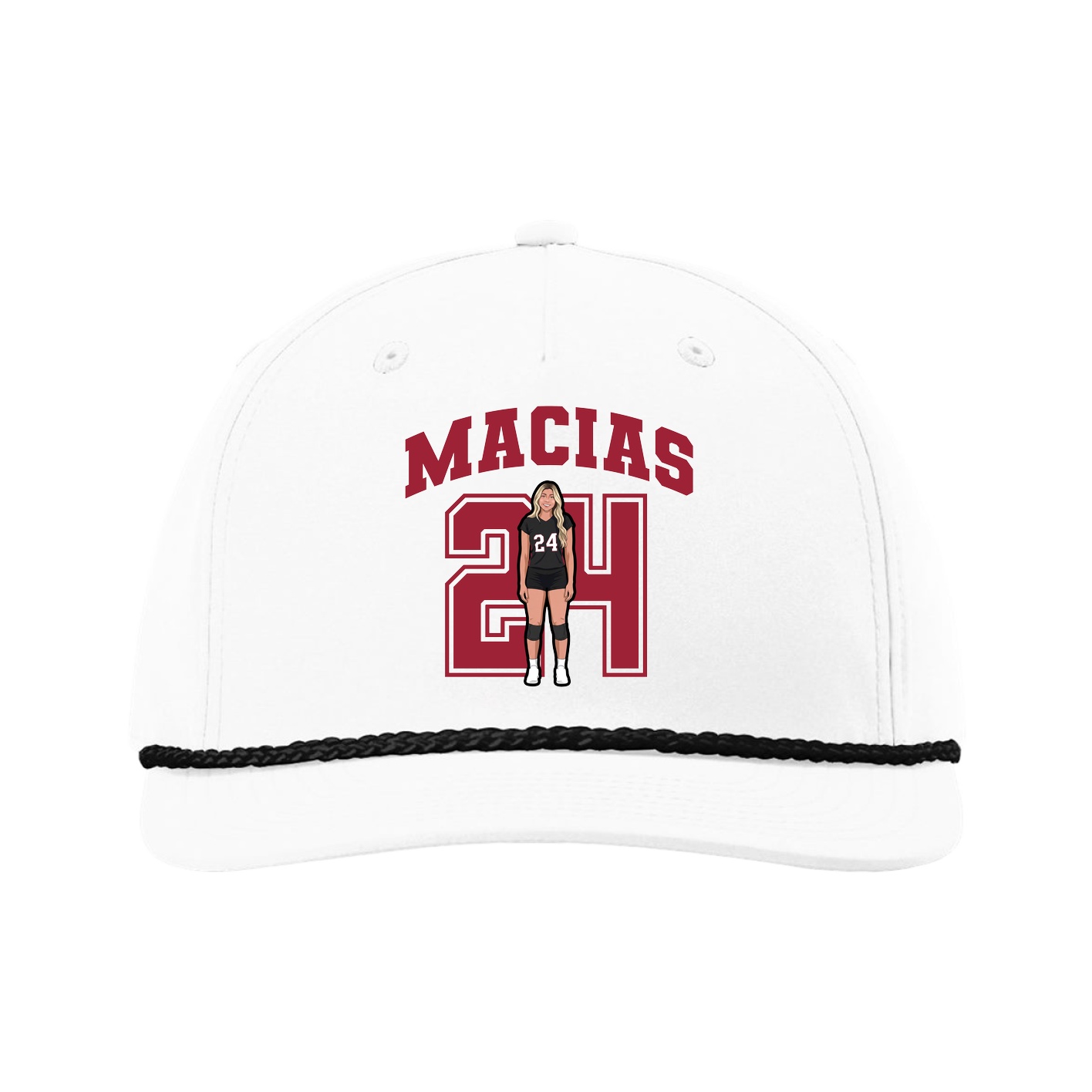 Five-Panel Classic Rope Cap — Number in White