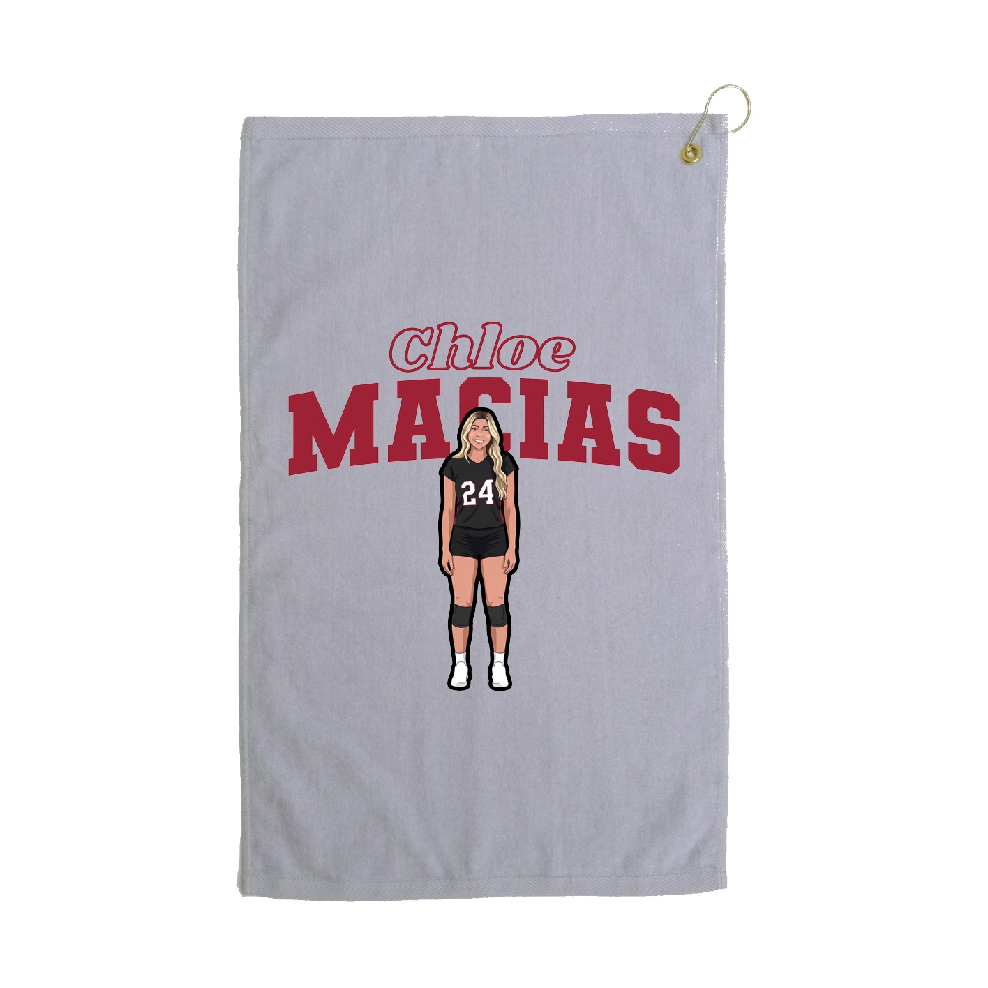 Golf Towel — Name Arch in Grey