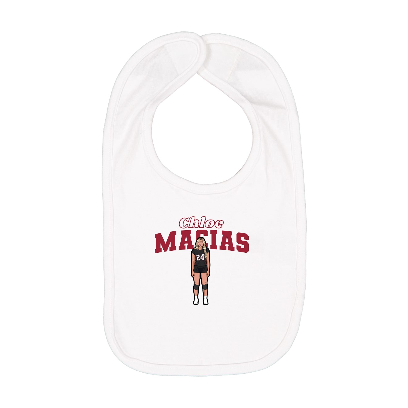 Infant Bib — Name Arch in White